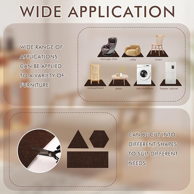 Recliner Pads for Hardwood Floors, Non Slip Recliner Grippers, Furniture Pads Floor Mats for Carpet, Anti Slide Office Chair Mat for Floor Protector, 35"x35" (2 Pack Coffee
