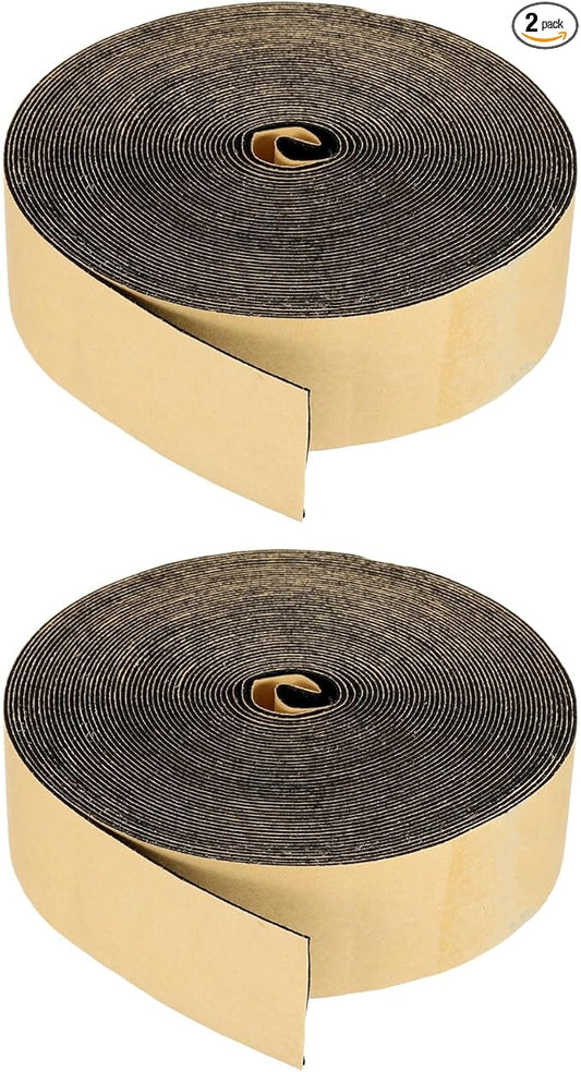 PATIKIL Foam Insulation Tape, 2Pcs 1-3/8" W x 1/16" t x 32.8FT Self Adhesive Weather Stripping Door Seal Strip for Door Window Air Conditioning, Black