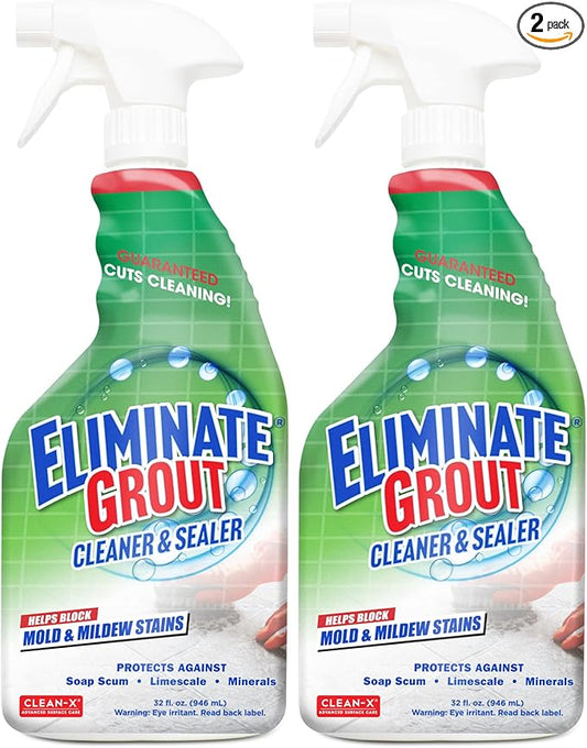 Clean-X Eliminate Grout Cleaner & Sealer with Hydrogen Peroxide – 32 fl. oz. by UNELKO Invisible Shield - 2 pack