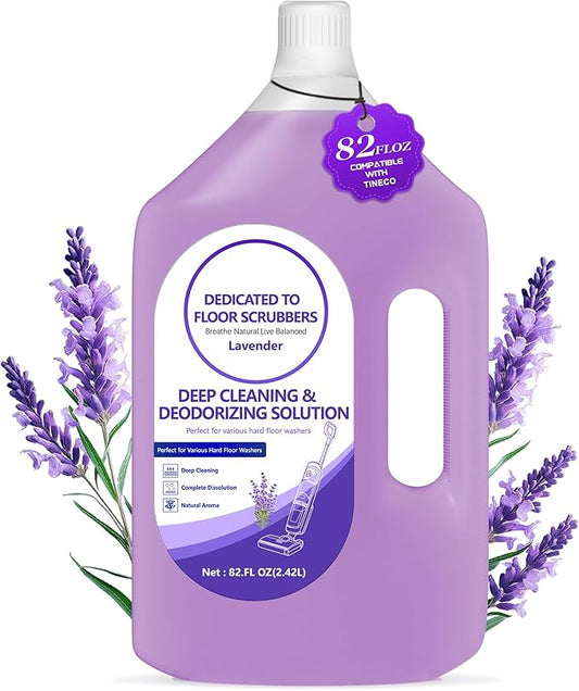 82 FL OZ/2.42 L Lavender Scent Floor Cleaning Solution Compatible with Tineco iFLOOR 2/3/5 & FLOOR ONE S3/S5/S6/S7 PRO, Floor Cleaner Refill for All Cordless Wet/Dry Vacuum & Robot Vacuums Mop