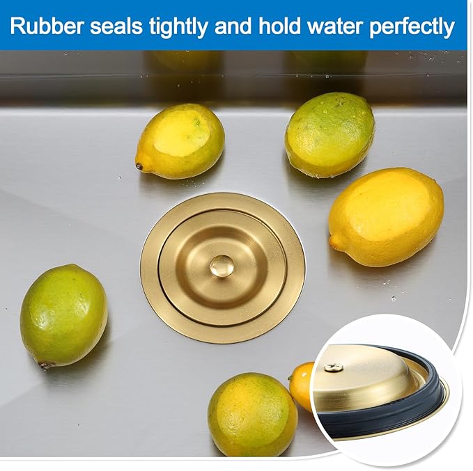 3-1/2-inch Kitchen Sink Drain, Stainless Steel Removable Deep Basket Strainer, Gold Kitchen Sink Drain with Tailpiece