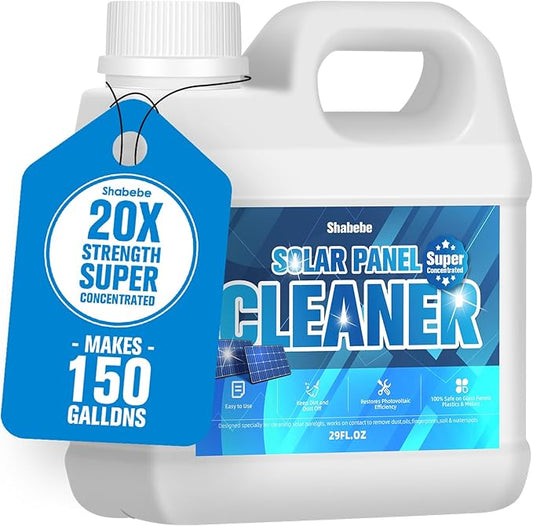 Ultra Concentrated Solar Panel Cleaner (29oz Makes 140 Gallons) - Streak-Free, Quick-Dry Formula for Effective Cleaning of Solar Panels, Glass, and More