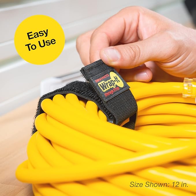 Super-Stretch Wrap-It Storage Straps - (10) 9" Orange - Elastic Hook and Loop Cinch Straps - Extension Cord Organizer, Hose and Cables Straps, Cord Wrap, Cord Keeper, Garage and RV Storage Accessories