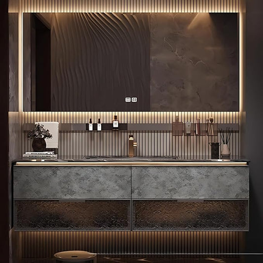48in Luxury Bathroom Vanities - Bathroom Vanity with Sink, Wall-Mounted Storage with 2 Large Side Cabinets Intelligent Defogging & Led Lights | Multi-Layer Solid Wood