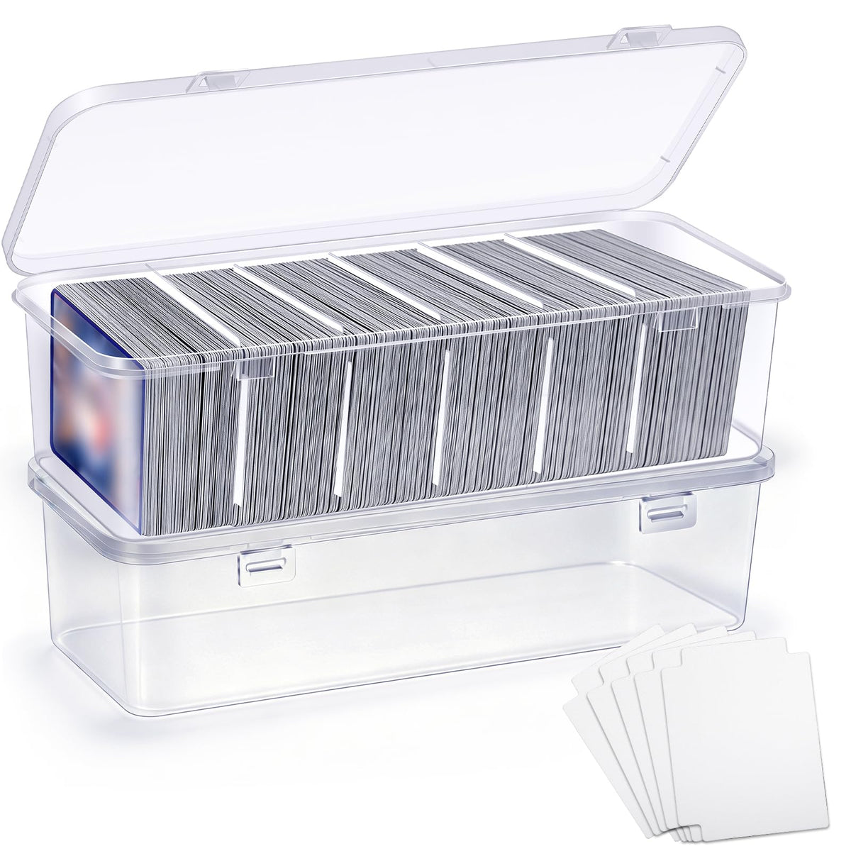 2 Pcs Trading Card Storage Box with Divider, Each Plastic - Image 1