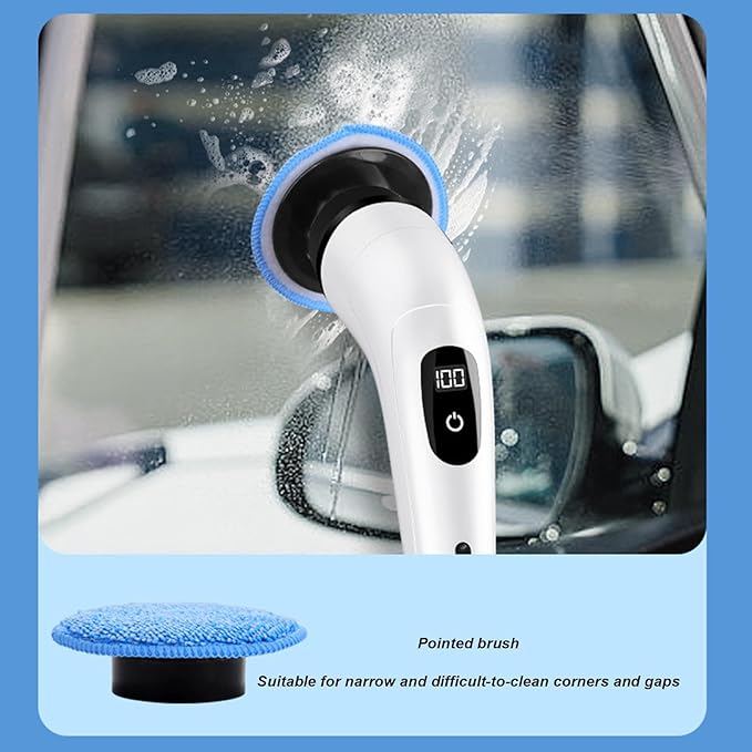 Electric Spin Scrubber, Cordless Bathroom Scrubber, Electric Brush Cleaner, 370 RPM USB Rechargeable Scrubber with 3 Replaceable Brush Heads, 2 Adjustable Speeds Bathroom