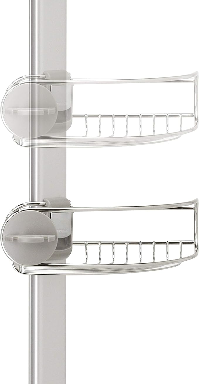 simplehuman 9' Tension Pole Shower Caddy, Stainless Steel and Anodized Aluminum