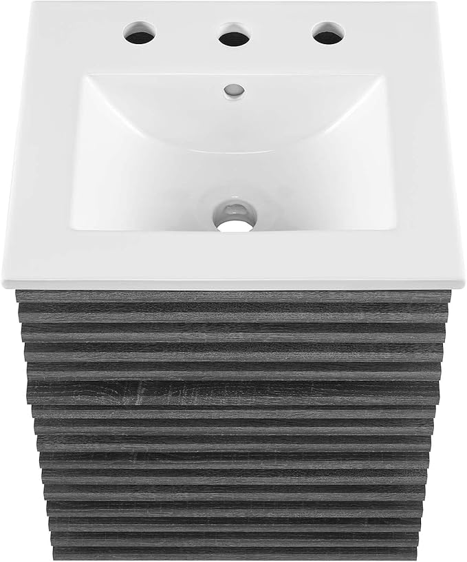Modway Render 18" Wall-Mount Bathroom Vanity in Charcoal White