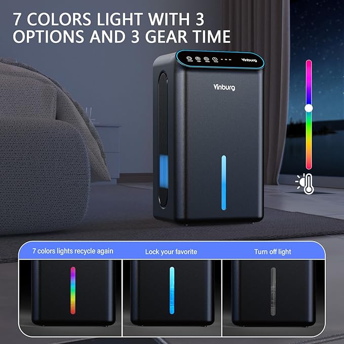 Dehumidifier for Basement (85 OZ, 800 sq ft) Quiet Dehumidifiers for Home, Auto Shut-Off, Sleep Mode, 3 Gear Timer(8H,16H,24H), Small Dehumidifier for Bedroom, Bathroom with Drain Hose (Deep Black)