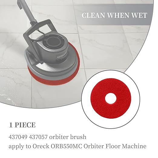 12”Cleaning Orbiter Floor Pads 437.049 for Oreck ORB550MC Orbiter Floor Machine - Red 2pcs