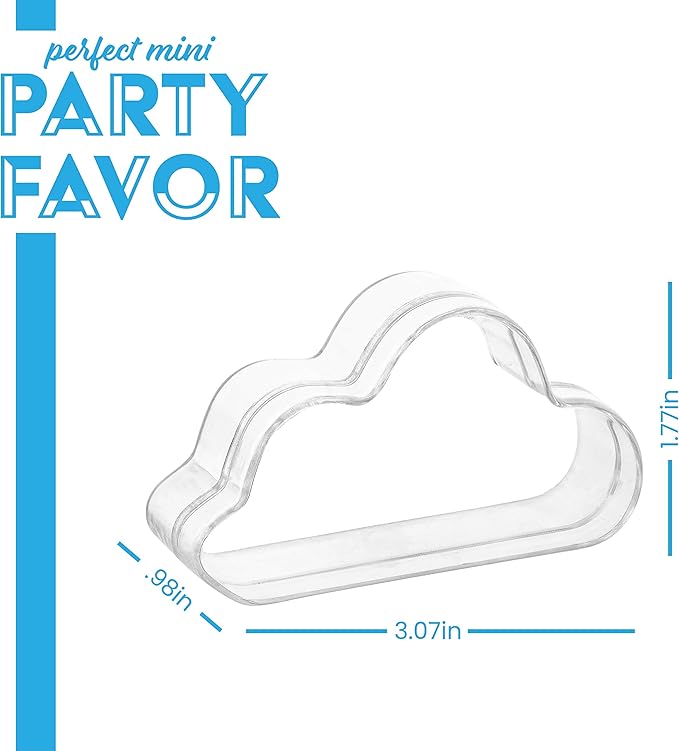 Hammont Cloud Shaped Acrylic Candy Boxes - 12 Pack - 3.07"x1.77"x0.98" - Perfect for Weddings, Birthdays, Party Favors and Gifts | Designer Cute Clear Lucite Plastic Treat Containers