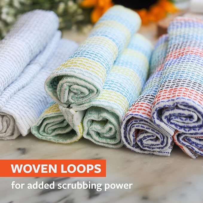 Full Circle Tidy 100% Organic Cotton Dish Cloths - Absorbent, Reusable, Kitchen Towels, Eco-Friendly, Machine Washable - Red