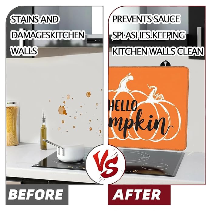 Thanksgiving Stove Top Cover for Electric Stove 28" x 20" Hello Pumpkin Glass Flat Heat-Resistant Top Stove Mat Oven Induction Cooktop Mat for Kitchen Ceramic Countertop