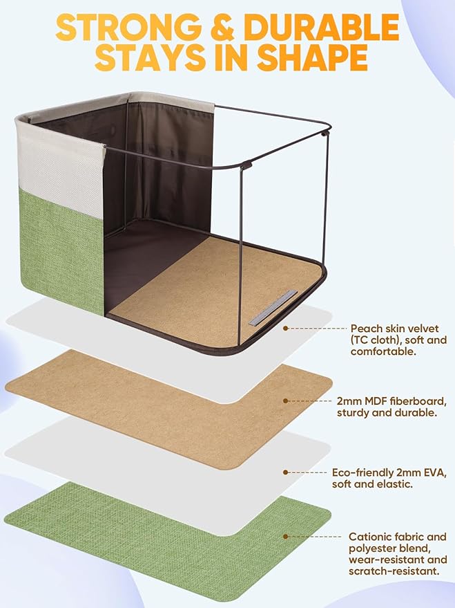 BALEINE 1 Pack Fabric Closet Storage Bins for Shelves, Linen Closet Organizers and Storage, Decorative Baskets for Organizing, Shelf, Clothes, Home, Office (Green, 12"x8"x8")
