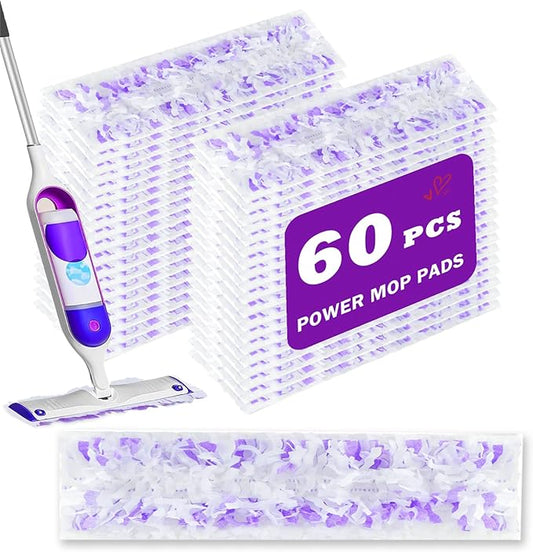 60 Pack Disposable Power Mop Pad Refills , Compatible with Swiffer Power Mop Refills, Thickened Multi-Surface Replacements for Swiffer Wet Pads Refill on All Finished Floors.