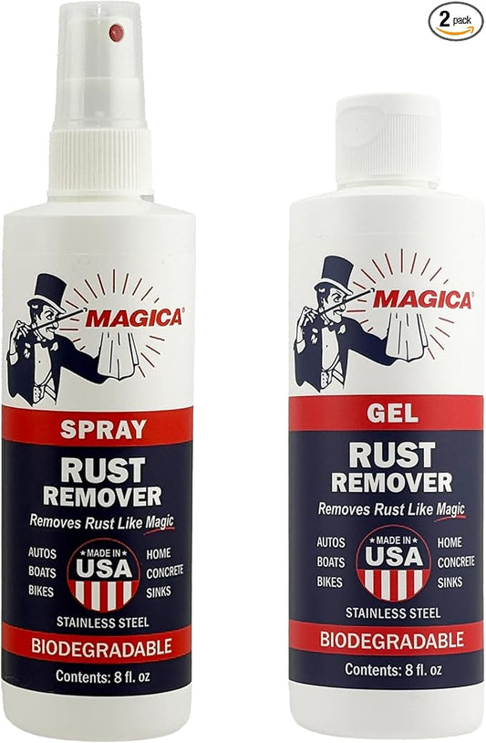 Magica® Rust Remover (8oz Gel/Spray Combo) Reliably Removing Rust Stains for over 35 years Made in Wisconsin, USA