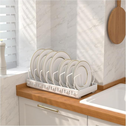 Pots and Pans Organizer Under Cabinet, Sliding Lid Holder and Pan Rack in Kitchen, Slide Out inside Cabinet Storage for Pot Lid, Bakeware, Dishes, 8 Adjustable Dividers, 1 Pack White