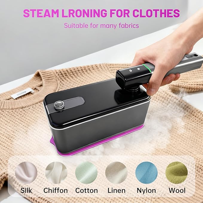Folding Steam Iron for Clothes, Wet and Dry Iron, Fast Heat-Up, Quick Wrinkle Removal, LCD Display, Powerful Wrinkle Remover for Home, Office