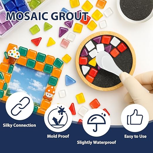 400g Black Crystal Mosaic Grout, Handmade Grouting Filling Gaps Mosaic Tile Grout, Perfect Choice for DIY Craft Projects Mosaics