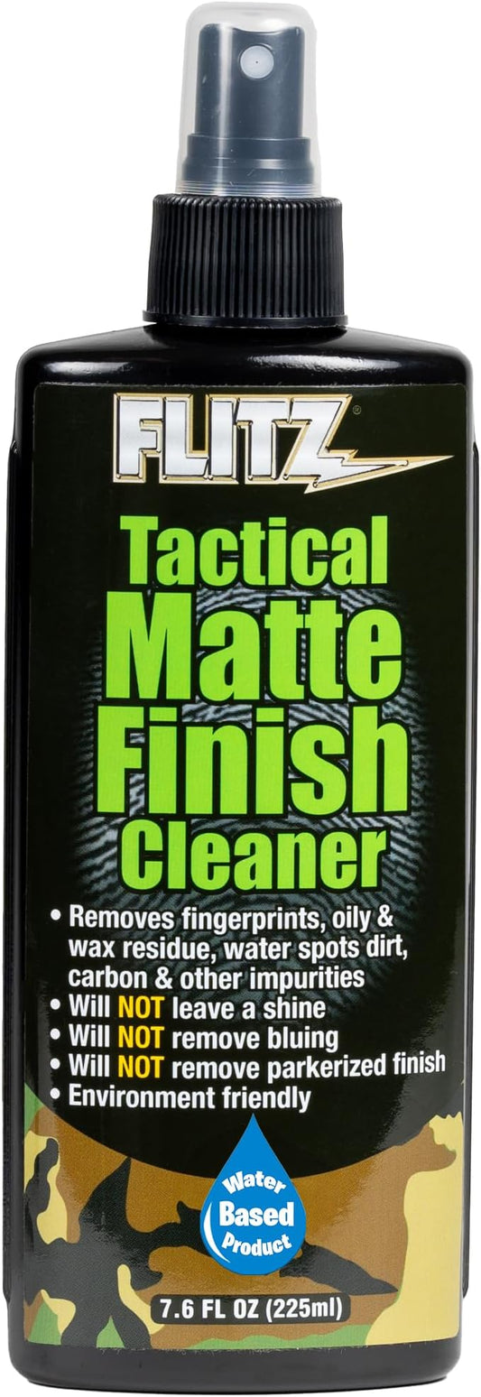 Flitz Tactical Matte Finish Cleaner - 7.6oz Bottle of USA-Made Gun Cleaner Spray to Remove Fingerprints, Oil, & Other Grime - Fast-Drying Cleaning Solution for Gun Wraps & More (1 Pack)