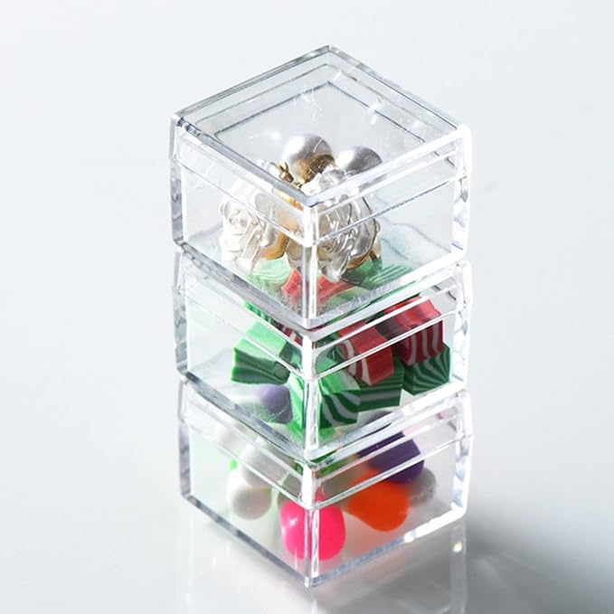 KissYou Small Acrylic Box with Lid Clear Candy Boxes for Display Party Decoration Plastic Square Cube