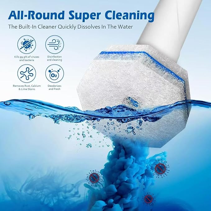 Disposable Toilet Brush Cleaning System with 50pcs Toilet Cleaner Refill Pads for Most Toilet Brush Heads,Wall Mounted Disposable Toilet Bowl Brush and Holder Set for Bathroom Cleaning