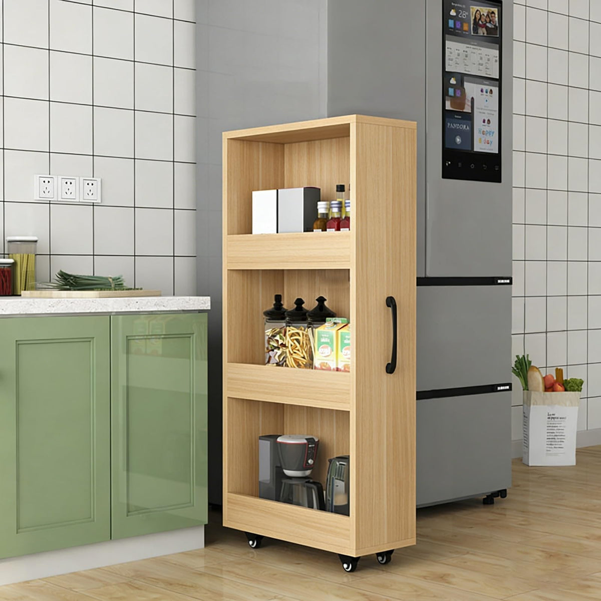 Slim Rolling Storage Cart with Wheels, Tall Narrow Pull-Out Shelf - Image 1