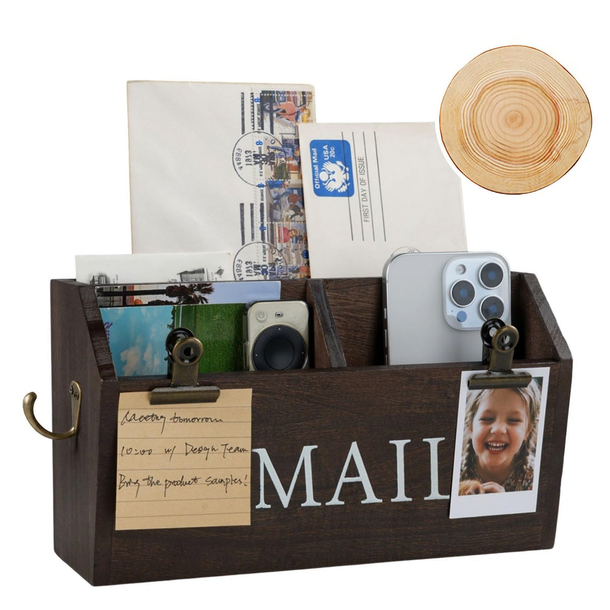 DLQuarts Solid Wood Mail Organizer Countertop or Wall - Image 1