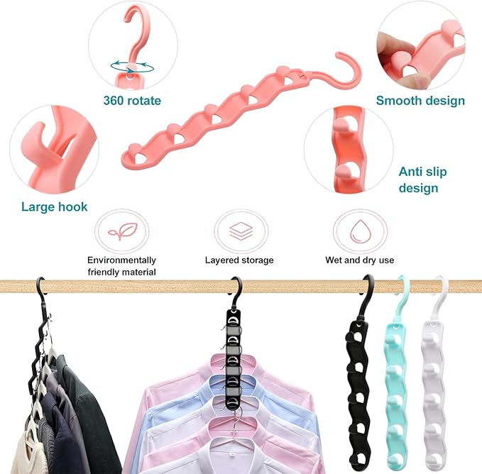 Closet Organizers and Storage,Upgraded Organization and Storage Clothes Hanger,8 Pack College Dorm Room Essentials,Sturdy Closet Organizer Home Essentials Space Saving Hangers for Thick Clothe