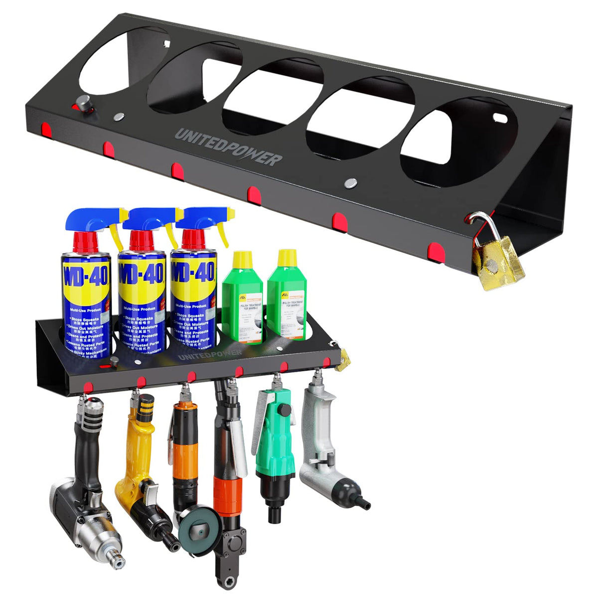 UNITEDPOWER Pneumatic Tool Holder Lockable/Aerosol Rack - Image 1