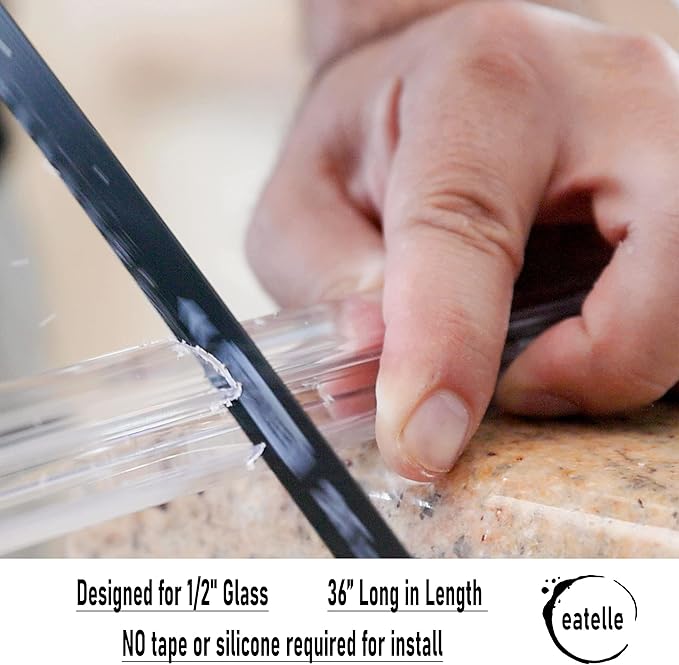 eatelle Shower Door Bottom Seal with Drip Rail for 1/2" (12mm) Thick Glass, 36" Long Sweep - Ultra Clear Polycarbonate