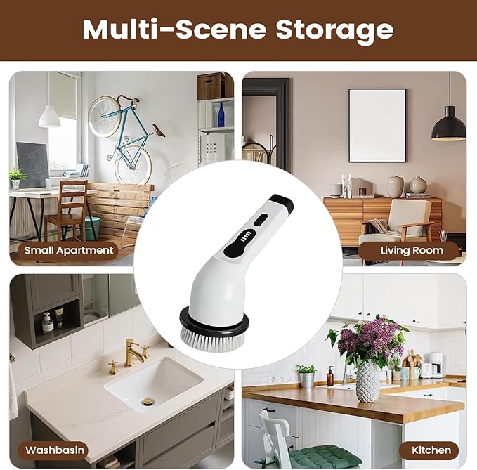 Electric Scrubber for Cleaning - Adjustable Handle Gadgets,Rechargeable Cordless Shower Scrubber,Car Kitchen Home Shower Floor Tile Tub Grout Wall Toilet