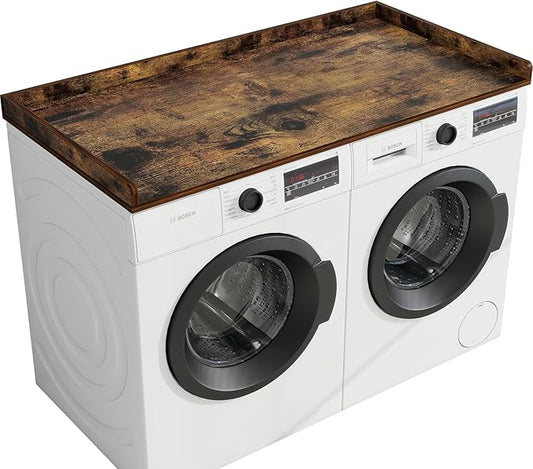 Washer Dryer Countertop, 54" Width * 27.4” Depth Washer and Dryer Covers for The Top for Laundry Room Organization, Washer and Dryer Countertop Shelves, Brown