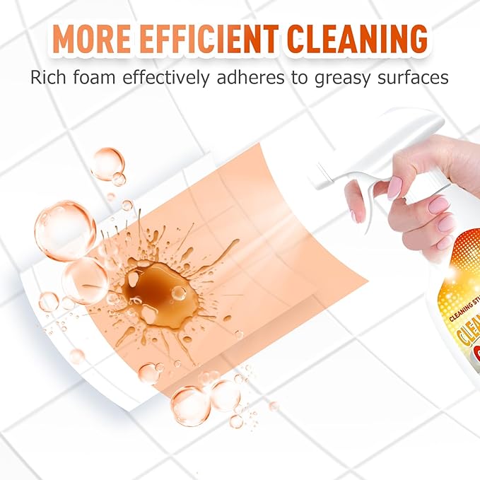 Heavy Duty Degreaser, 2025 Upgrade Kitchen Cleaner, Multipurpose Oil Stain Remover, Strong Grill Cleaner for Restaurant, Cleaning Spray for Home Chefs (1)