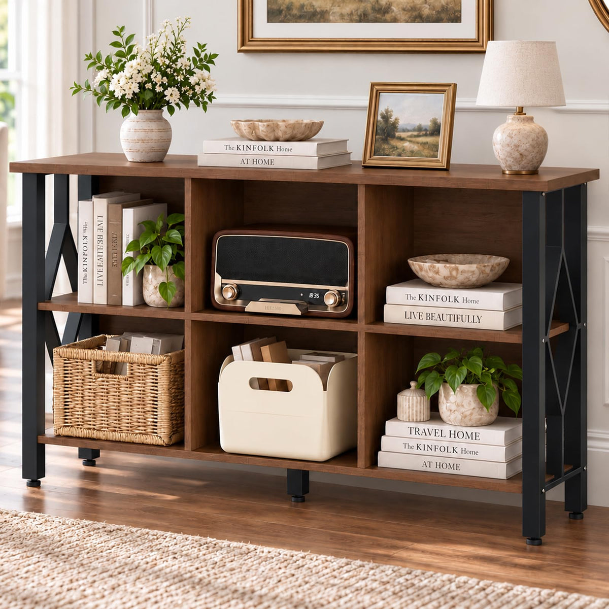 6 Cube Storage Organizer Bookcase，47" Horizontal Bookshelf - Image 1