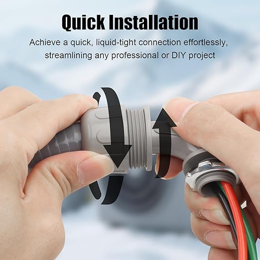 1/2Inch Power Whips Assembly, 6FT Nonmetallic Liquid Tight Flexible Conduit Wire with 3 Conductors 10 Gauge THHN Electrical Wires, A/C Hook-up Whip Kit Electrical Wire(6FTx1/2Inch)