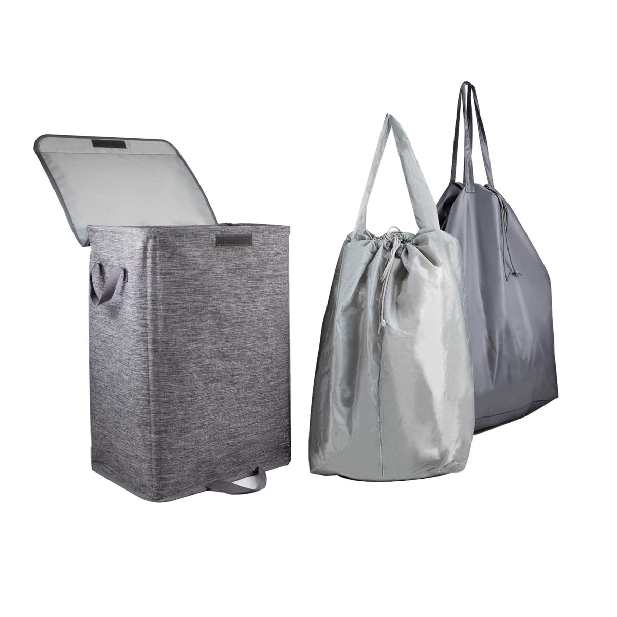 Foldable Laundry Hamper with 2 Removable Drawstring - Image 1