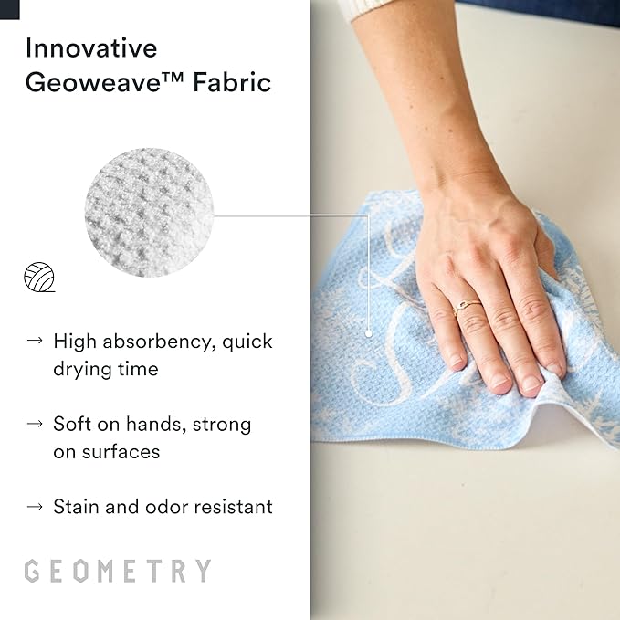 GEOMETRY Holiday Kitchen Dish Cloths - Quick Dry Dishcloths for Kitchen - Premium Dish Rags with Geoweave - 3-Pack Set - Snow Frostin