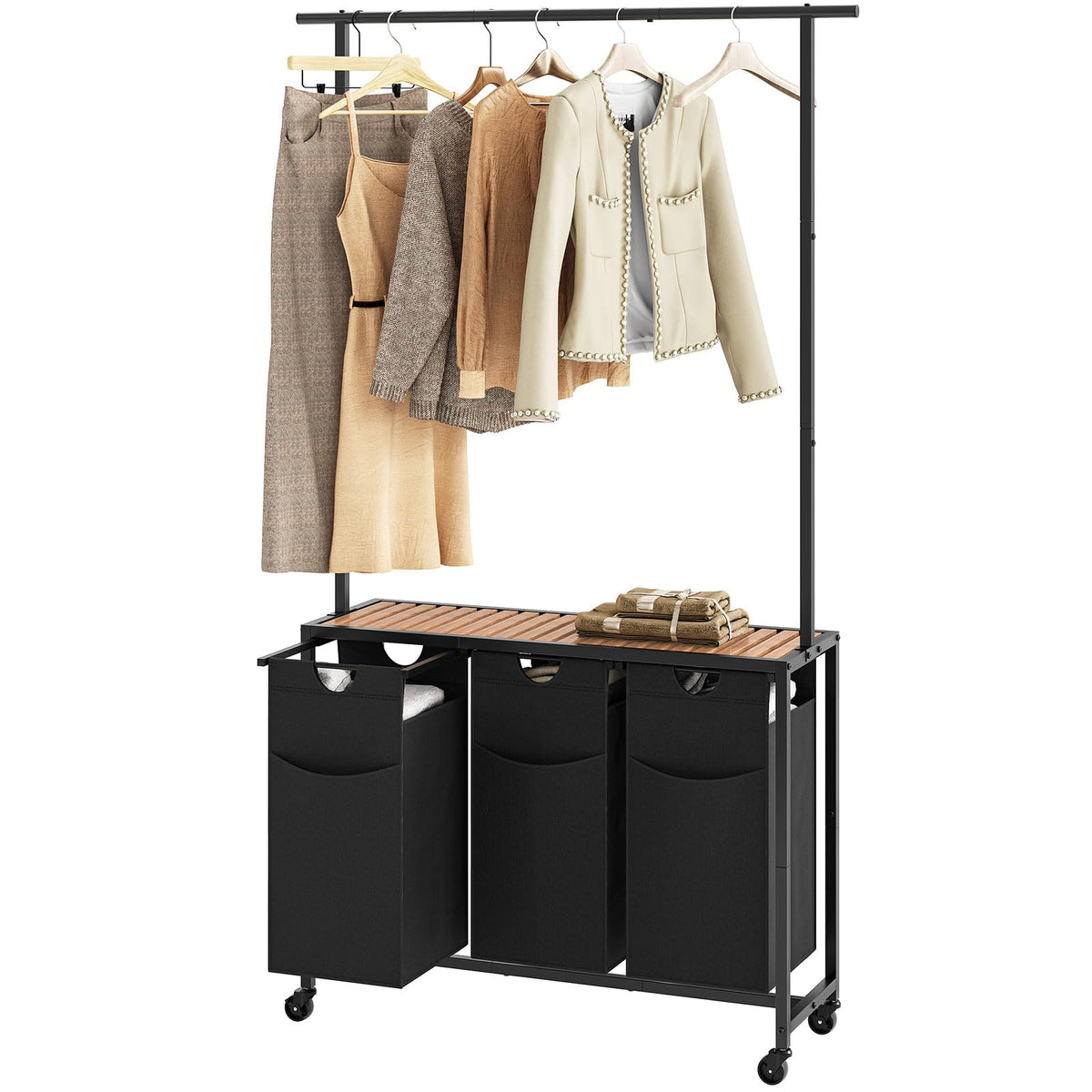 Laundry Sorter 3 Section, Rolling Laundry Hamper | Home Organization - Image 1