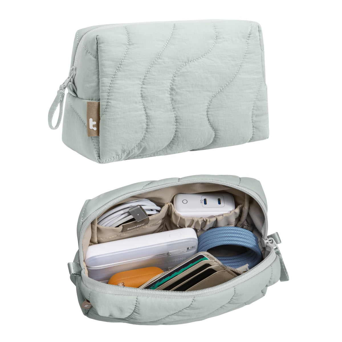 tomtoc Electronics Organizer Travel Case, Soft Puffy Accessory - Image 1