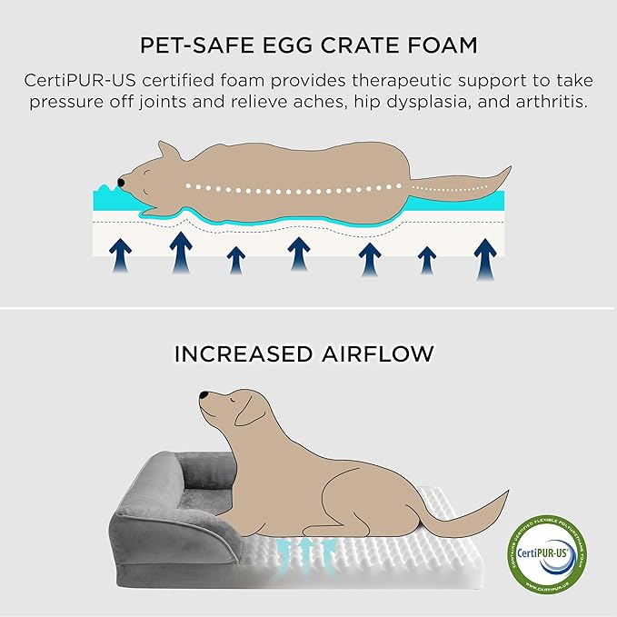 Bedsure XL Orthopedic Dog Bed for Extra Large Dogs - Washable XLarge Dog Cat Bed Waterproof, Comfort Dogs Couch Sofa with Washable Removable Cover, Pet Bed with Nonskid Bottom, Lavender, 42"
