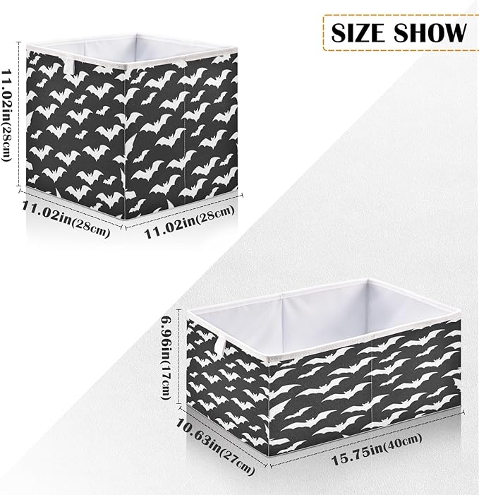 Bolaz Bat Pattern Closet Organizers Storage Cubes Storage Bins Shelf Baskets Containers for Home Room Office,Square
