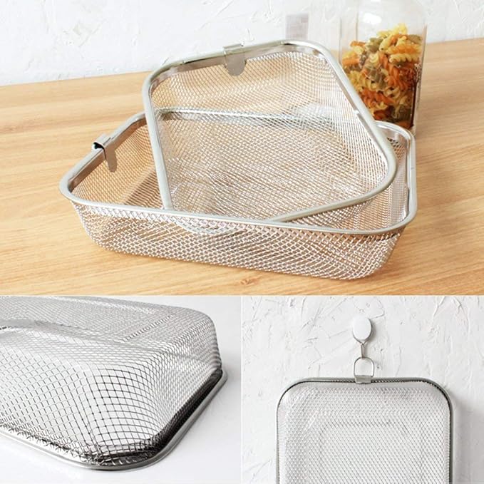Rectangle Strainer Stainless Steel Mesh Sink Basket L9.4×D7.5×H1.9(inch) Vegetable Fruit Colander Strainer Kitchen Tools 1pcs
