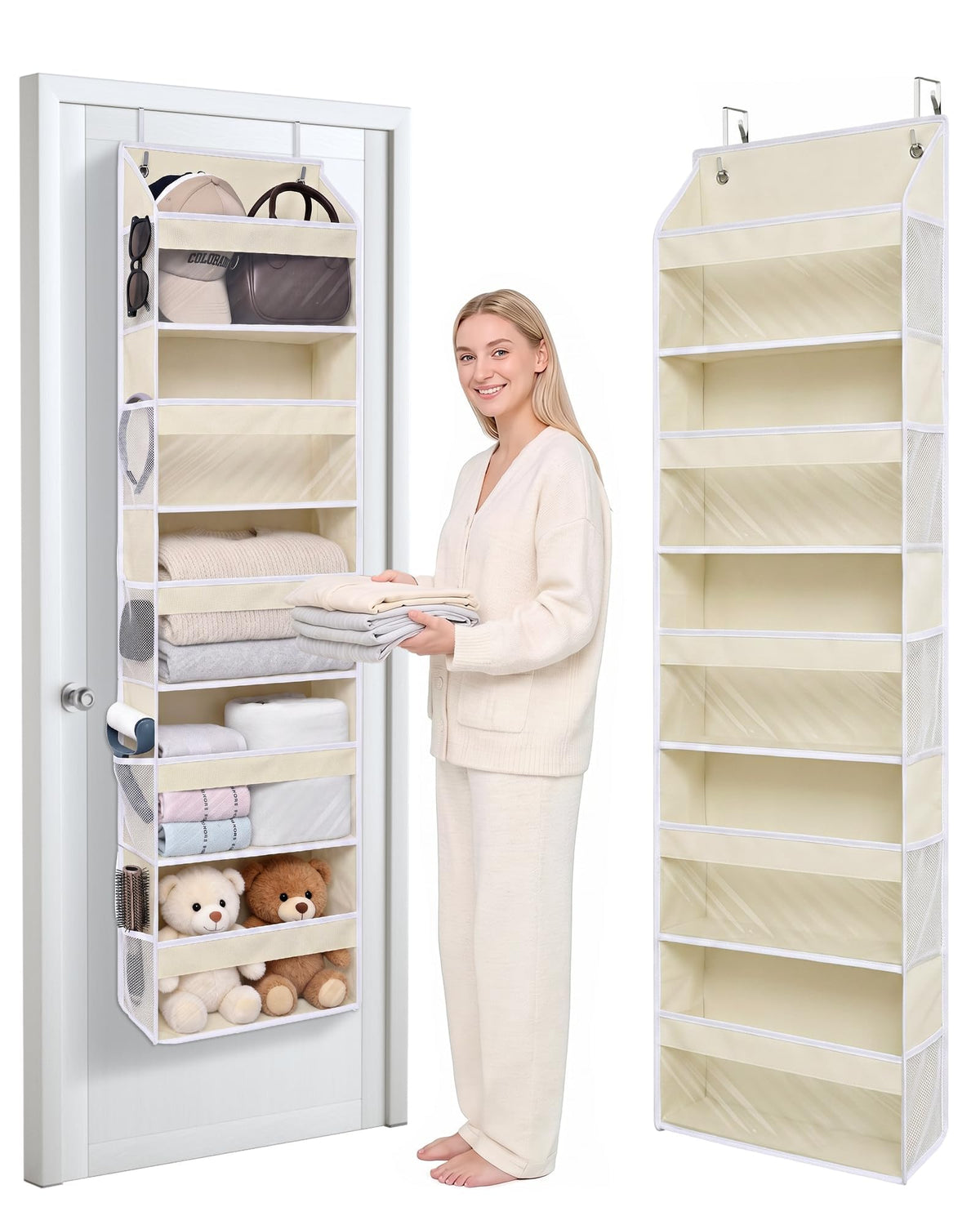 5 Tiers Over Door Organizer with 10 Mesh Side Pockets, 44 lbs - Image 1
