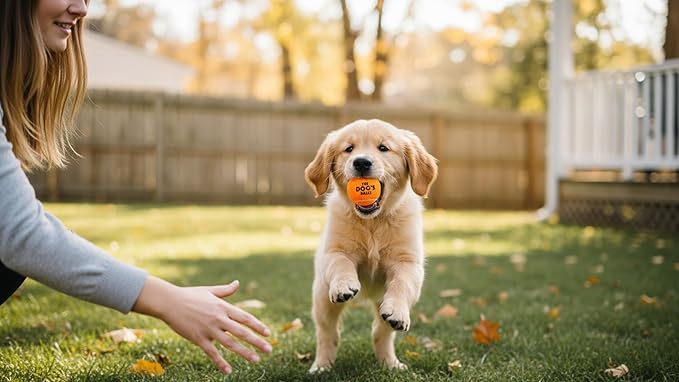 The Little Dog’s Balls Dog Tennis Balls for Small Dogs & Puppies, Orange, 6-Pack - Non-Abrasive Felt Fetch Balls, Tough Rubber Core, Float in Water