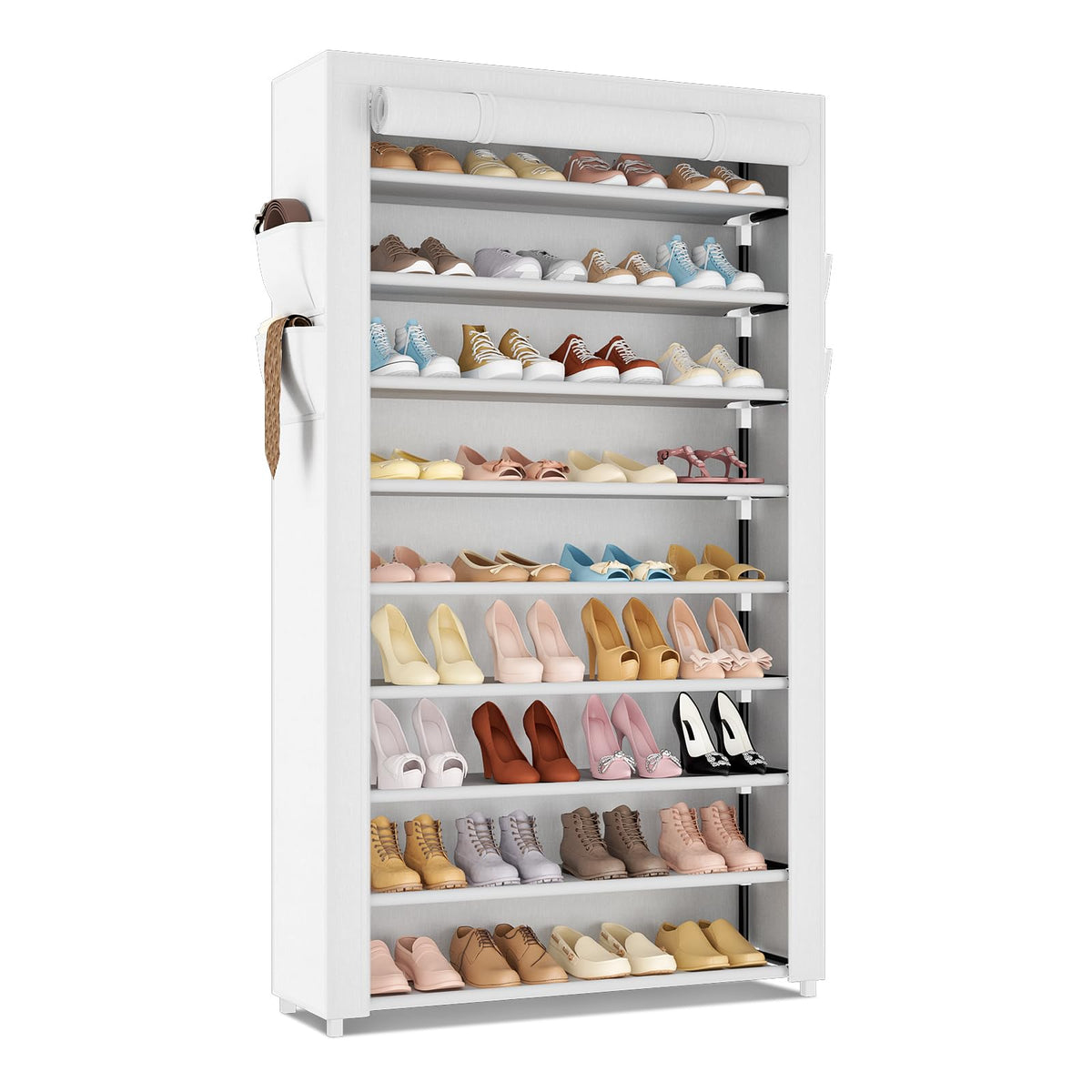 LANTEFUL Shoe Rack with Covers 10 Tier Tall Shoe Rack Organizer - Image 1