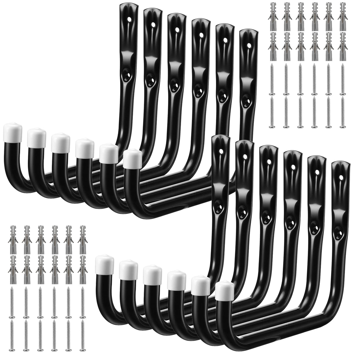 12 Pack Heavy Duty Steel Garage Wall Hooks 10 Inch - Image 1