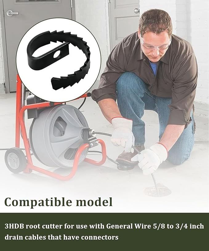 3HDB Heavy-Duty Saw Blade Drain Cleaner Root Cutter for Drain Cleaning General Wire 5/8 to 3/4 Inch Drain Cables