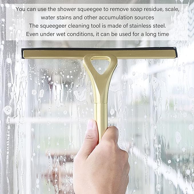 Hapivida Window Squeegee, Durable Stainless Steel Shower Squeegee with Comfortable Handle for Bathroom Mirrors Car Windows Glass Surfaces Cleaning Tool