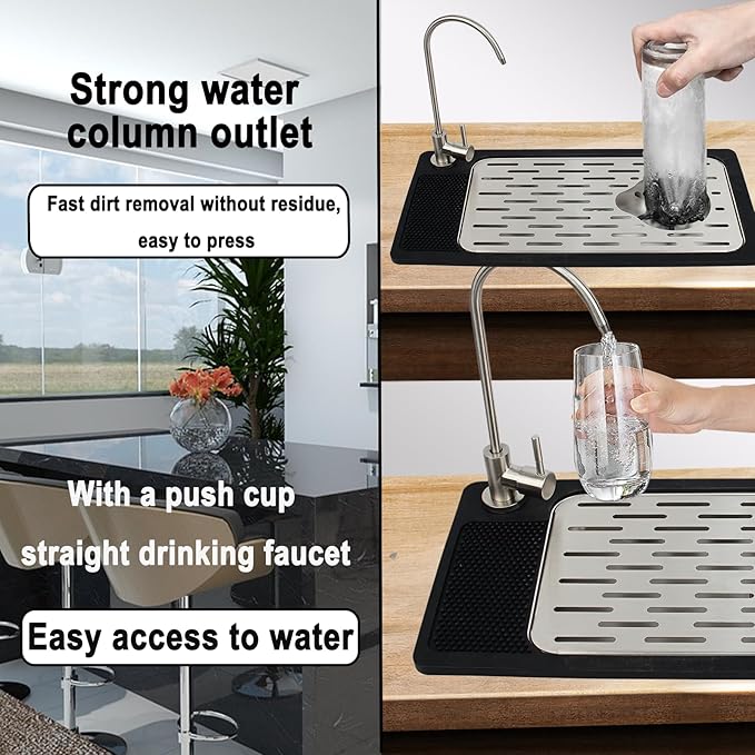 Stainless Steel Kitchen Sink Dishwasher with Faucet Cup Washer & Drainage Area – Ideal Bottle Dishwashing Cleaner & Accessories for Home Bar Faucet Sink (KF77-1)